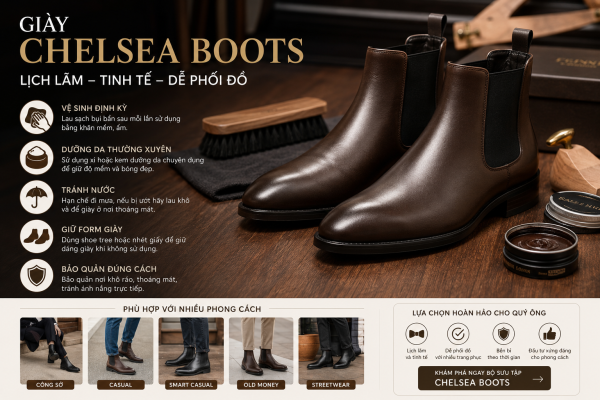 Giày Chelsea Boots nam phong cách lịch lãm
