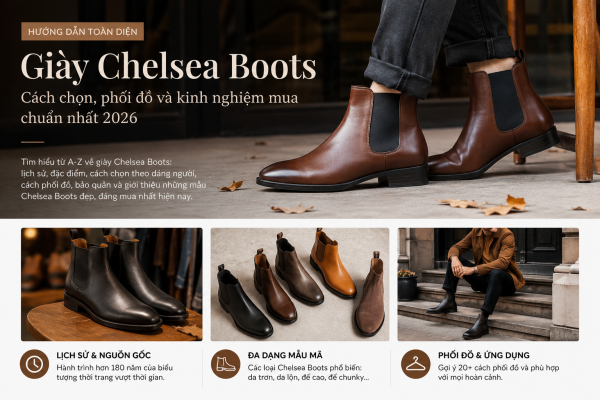 Giày Chelsea Boots nam da cao cấp màu nâu